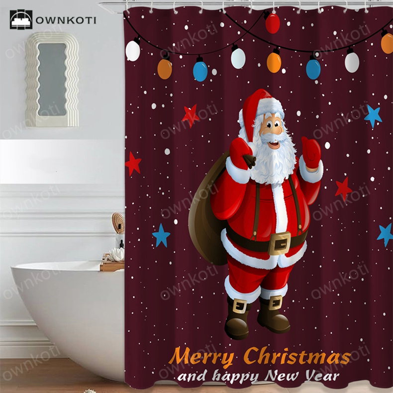 Christmas Anti-mildew Waterproof Shower Curtain