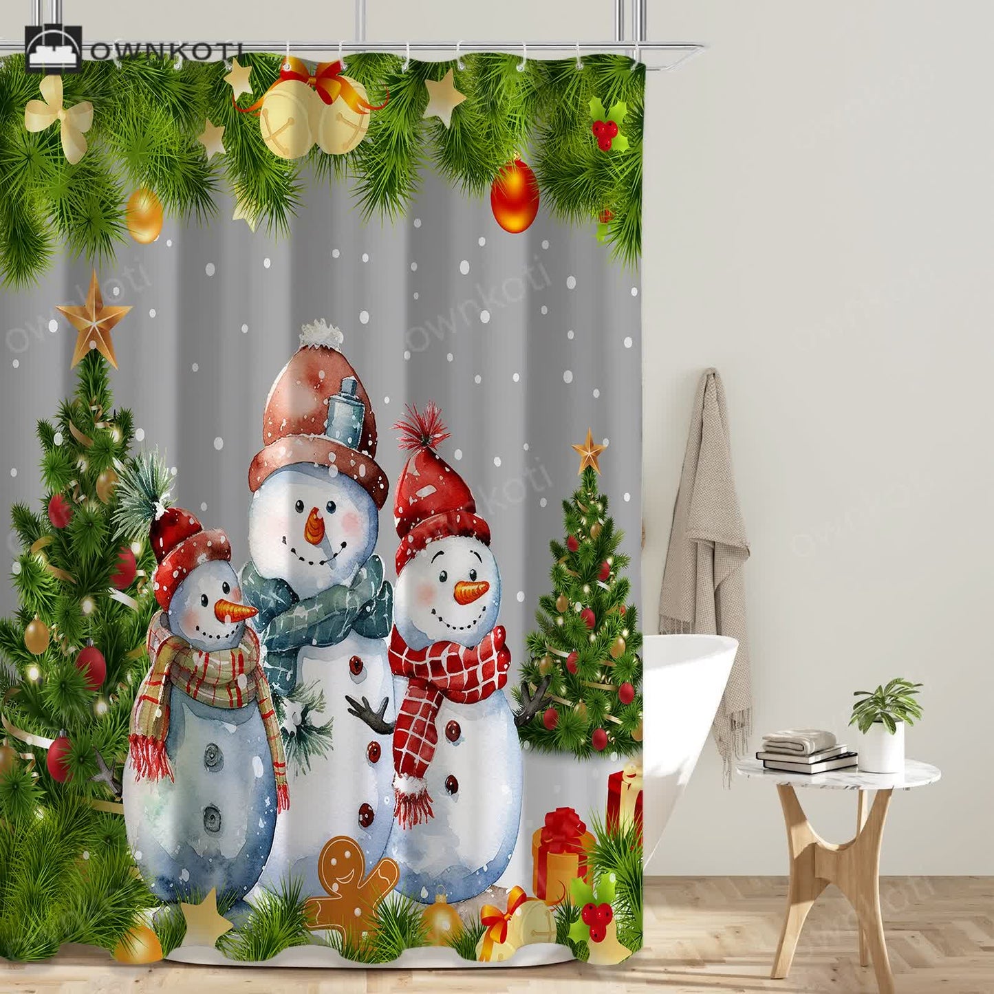 Christmas Anti-mildew Waterproof Shower Curtain