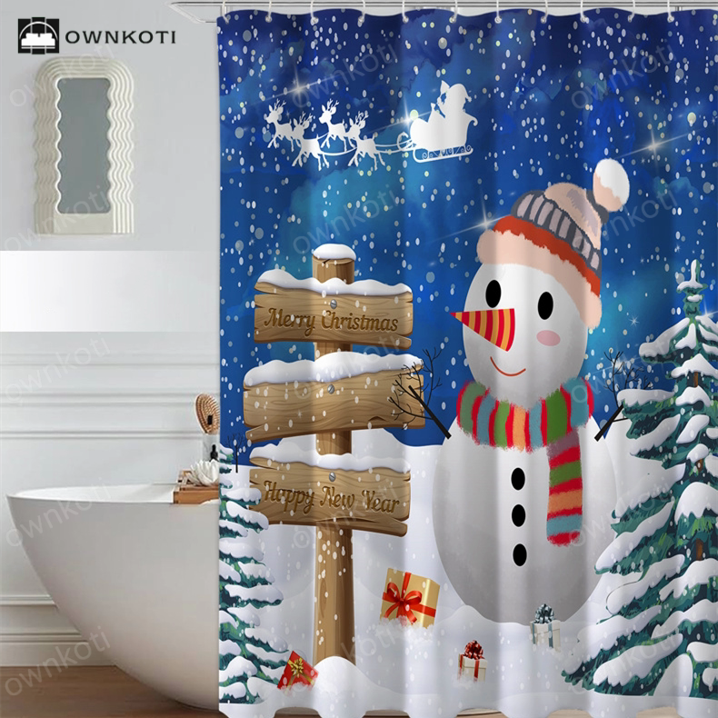 Christmas Anti-mildew Waterproof Shower Curtain