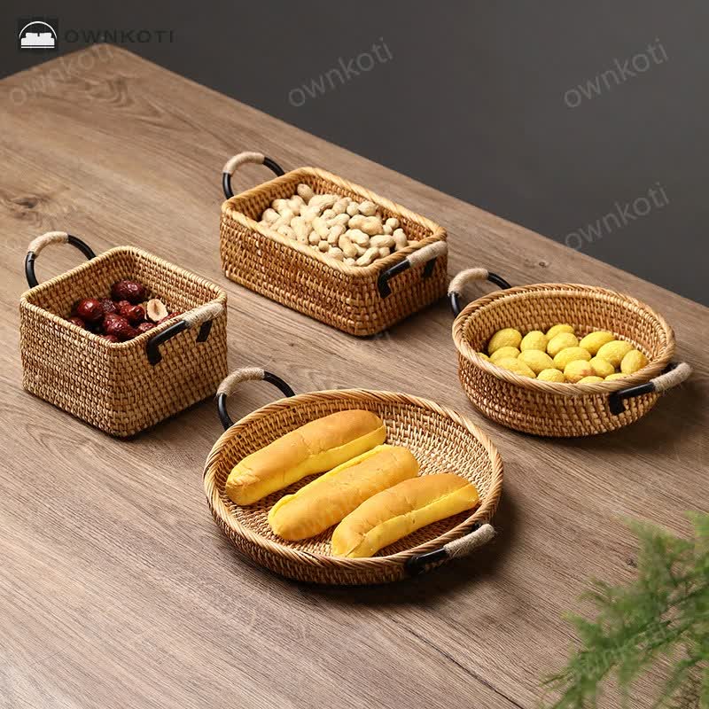 Rattan Woven Desktop Snack Storage Basket