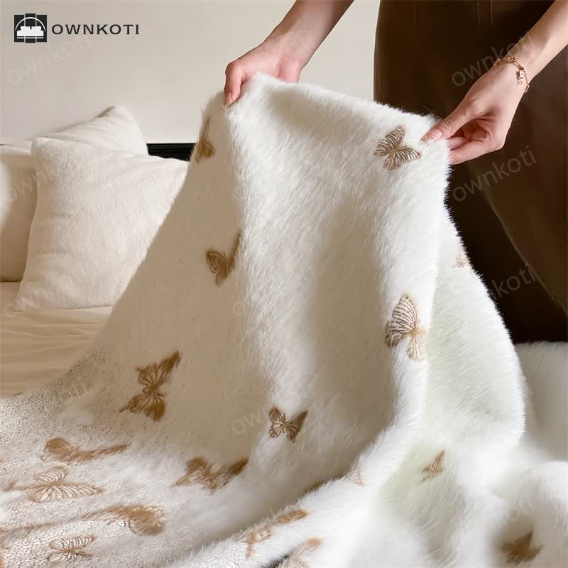 Faux Fur Butterfly Soft Throw Blanket