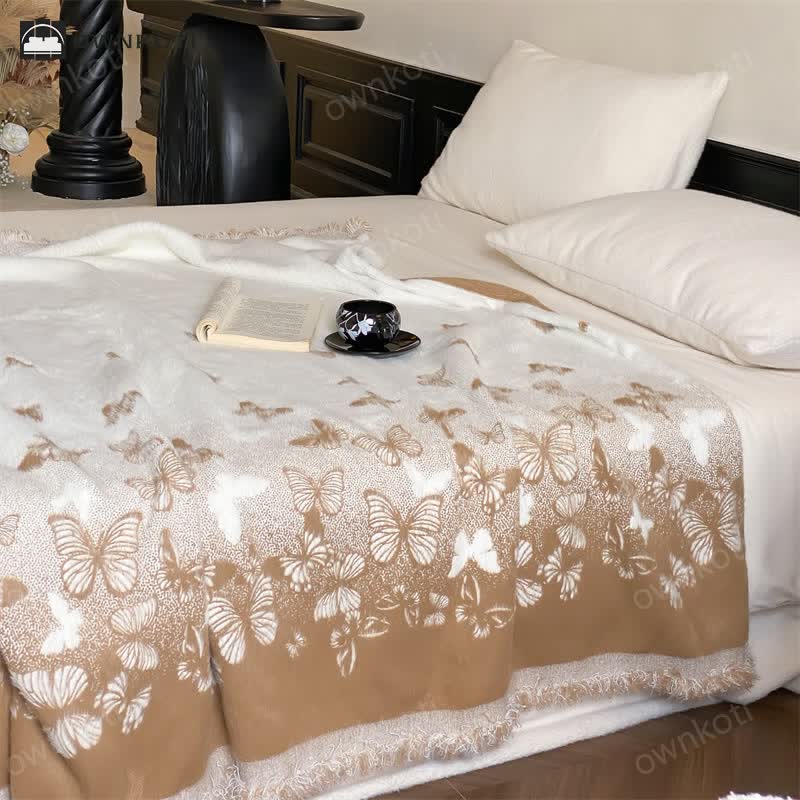 Faux Fur Butterfly Soft Throw Blanket