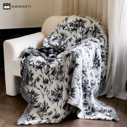 Rural Bamboo Faux Mink Throw Blanket