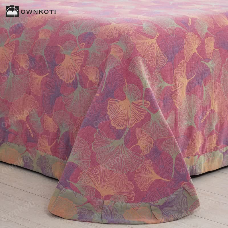 Button Ginkgo Leaf Cotton Bedding Set (4PCS)