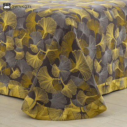 Button Ginkgo Leaf Cotton Bedding Set (4PCS)