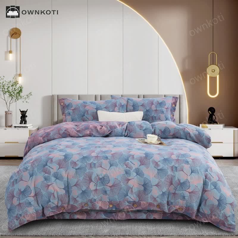 Button Ginkgo Leaf Cotton Bedding Set (4PCS)