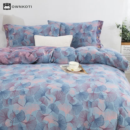 Button Ginkgo Leaf Cotton Bedding Set (4PCS)