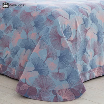 Button Ginkgo Leaf Cotton Bedding Set (4PCS)