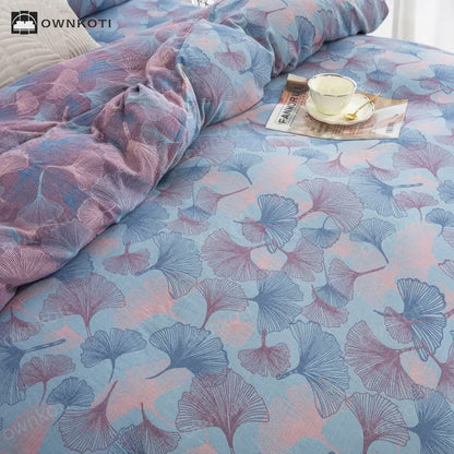 Button Ginkgo Leaf Cotton Bedding Set (4PCS)