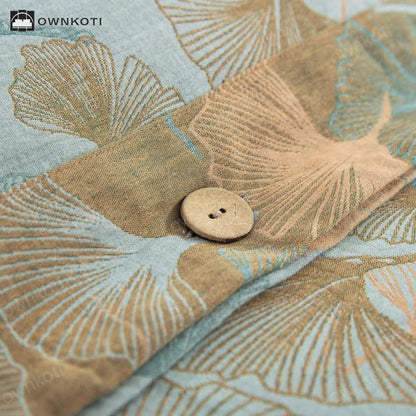 Button Ginkgo Leaf Cotton Bedding Set (4PCS)