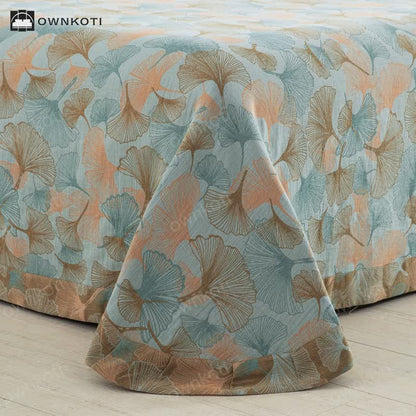 Button Ginkgo Leaf Cotton Bedding Set (4PCS)