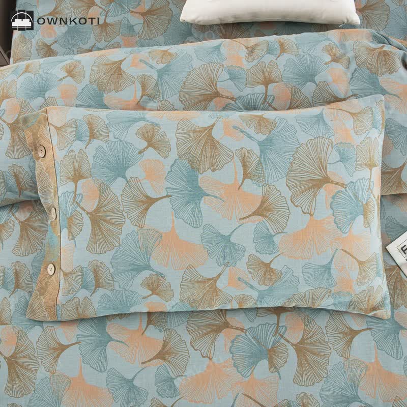 Button Ginkgo Leaf Cotton Bedding Set (4PCS)