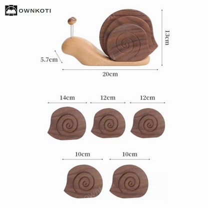 Solid Wood Creative Snail Shape Coaster