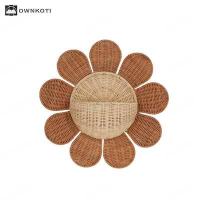 Rattan Woven Sunflower Wall Basket