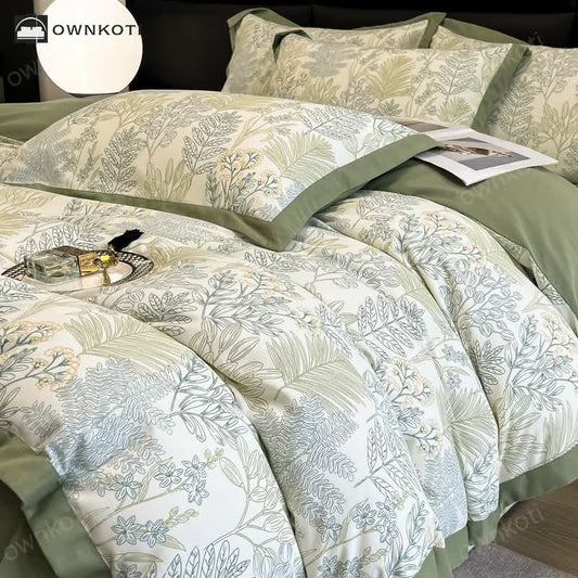 Rural Leaf Brushed Cotton Bedding Set (4PCS)