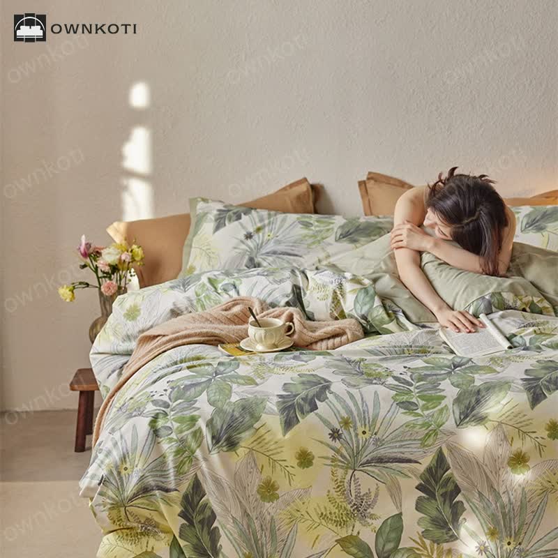 Luxurious Lush Leaf Cotton Bedding Set (4PCS)