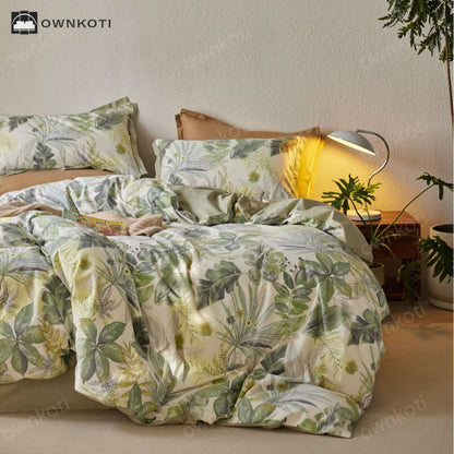 Luxurious Lush Leaf Cotton Bedding Set (4PCS)