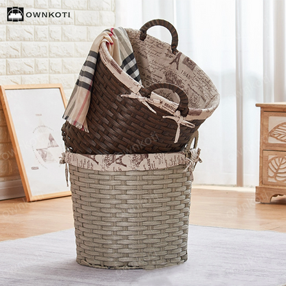 Simple Style Rattan Laundry Basket