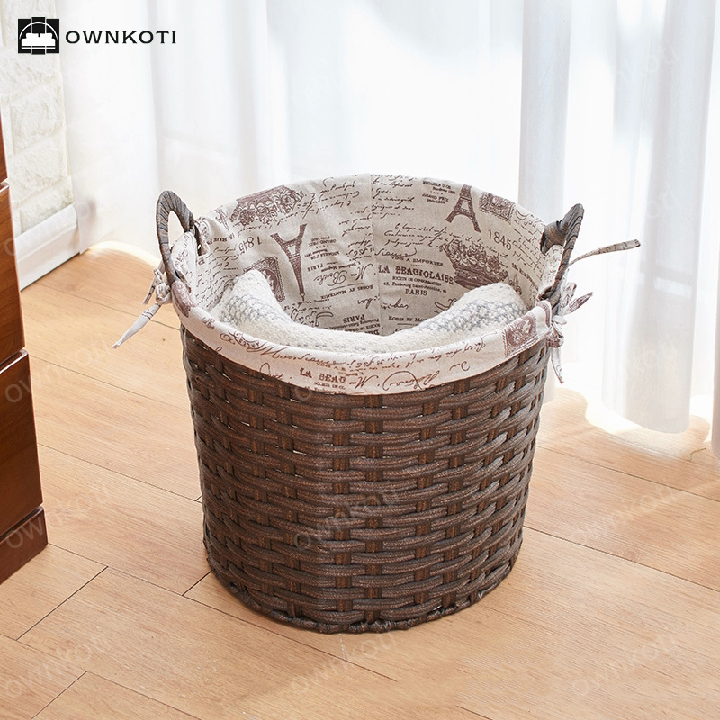 Simple Style Rattan Laundry Basket