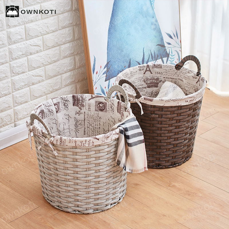 Simple Style Rattan Laundry Basket