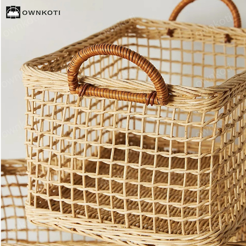 Rattan Woven Hollow Handle Storage Basket