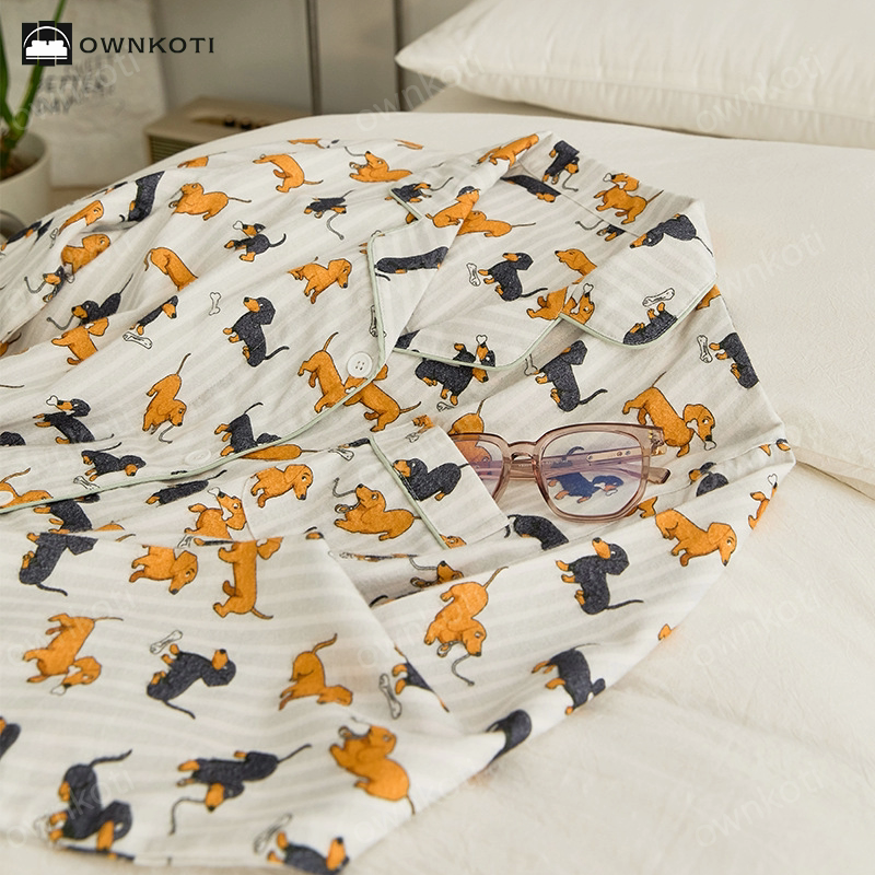 Dachshund Brushed Cotton Couple Pajama Set