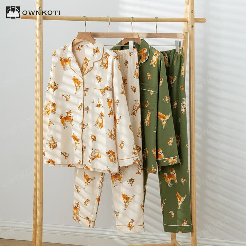 Couple Warm Brushed Cotton Pajama Set