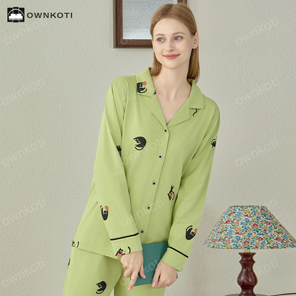 Modal Cotton Black Cat Pajama Set