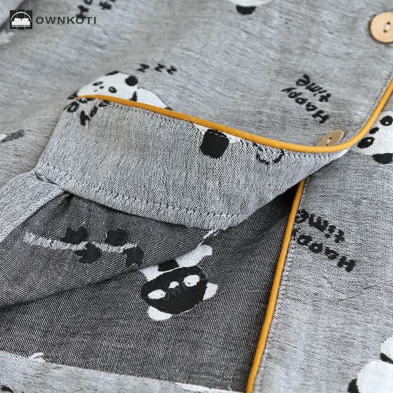 Cute Panda Couple Cotton Pajama Set