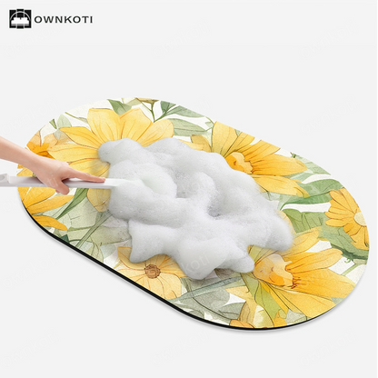 Simple Floral Absorbent Floor Mat