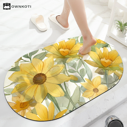 Simple Floral Absorbent Floor Mat