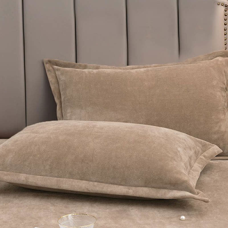 Solid Color Velvety Decorative  Pillowcases(2PCS)