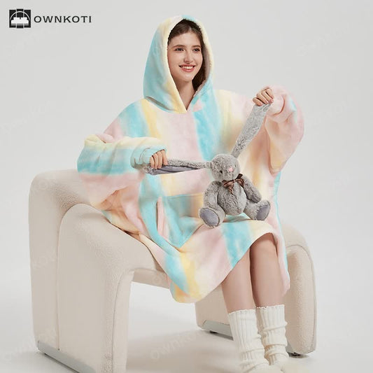 Sherpa Wearable Blanket Hooded Nightgown