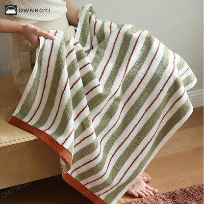 Pure Cotton Simple Striped Bathrobe