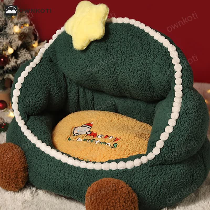 Christmas Tree Soft Fleece Pet Bed