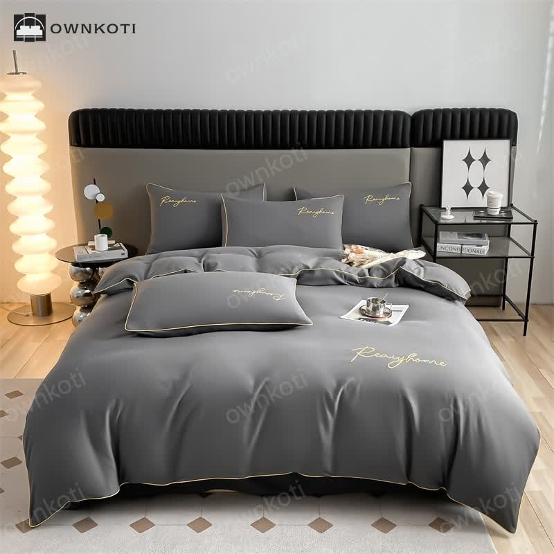 Simple Breathable Duvet Cover Bedding Set (4PCS)