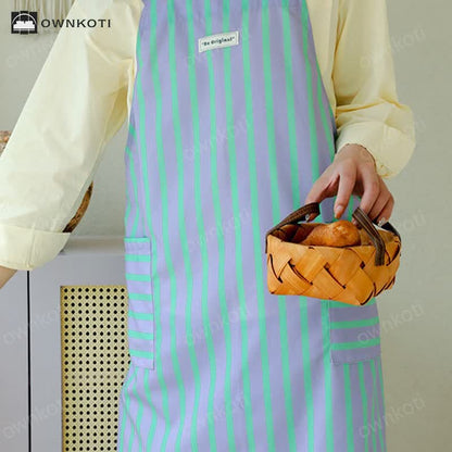 Simple Striped Waterproof Kitchen Apron