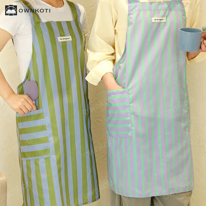 Simple Striped Waterproof Kitchen Apron