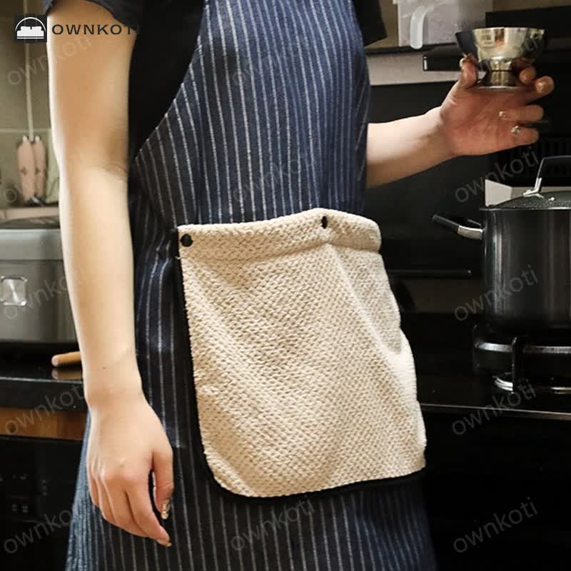 Simple Striped Kitchen Apron with Pocket