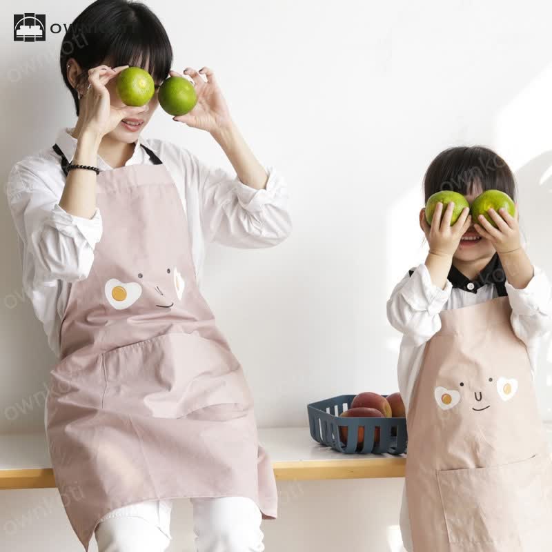 Fried Egg Smile Waterproof Parent-child Apron