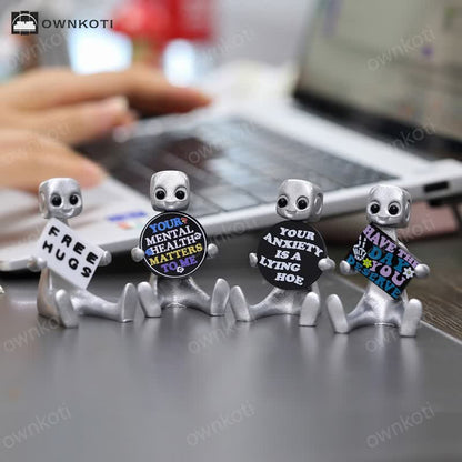 Tiny Robot Resin Statue with Slogan