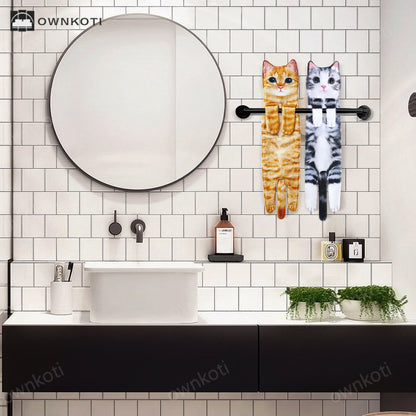 Cat Hangable Kitchen Bathroom Hand Towel