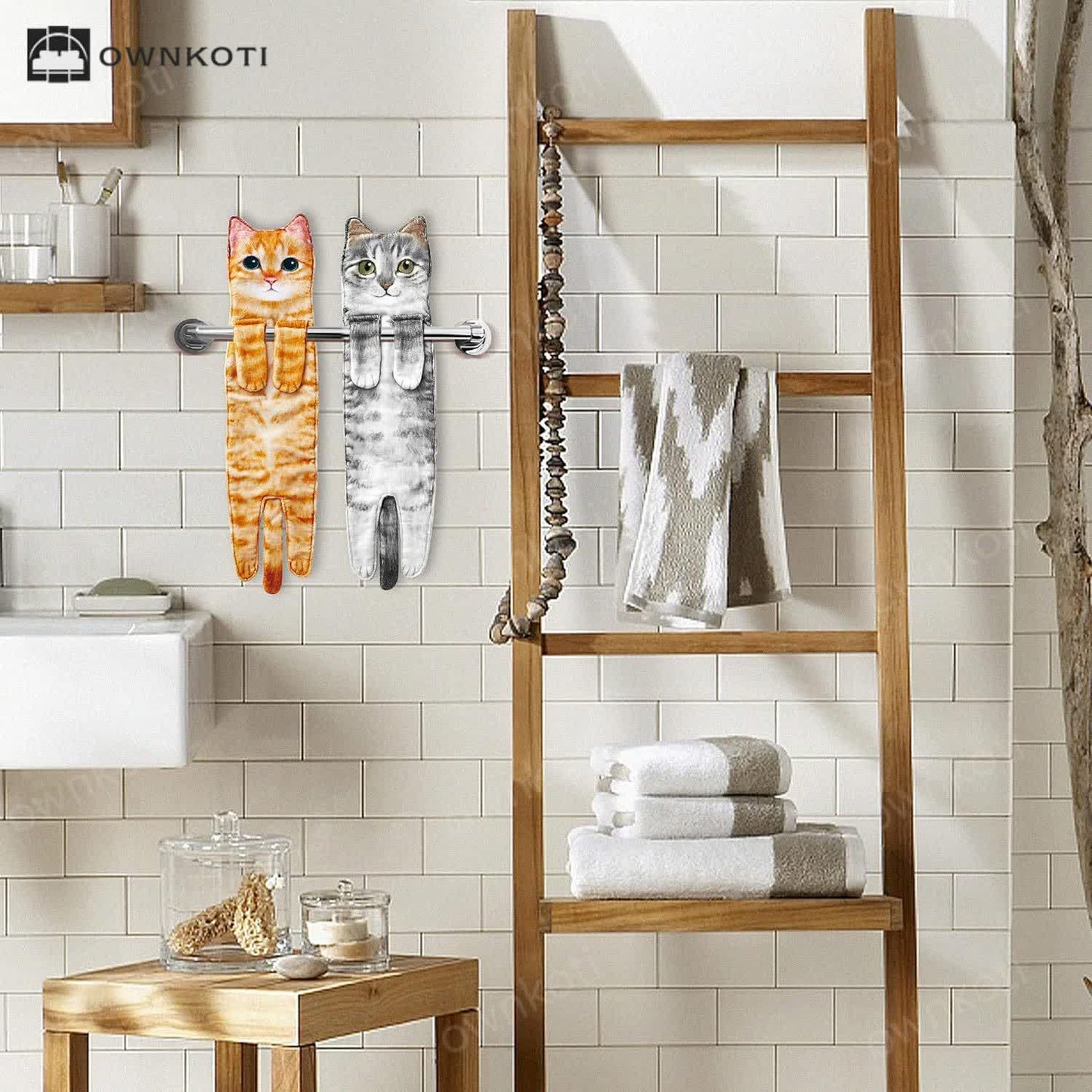 Cat Hangable Kitchen Bathroom Hand Towel