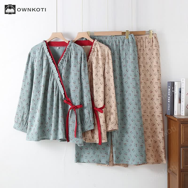 Kimono Rural Rose Cotton Gauze Pajama Set