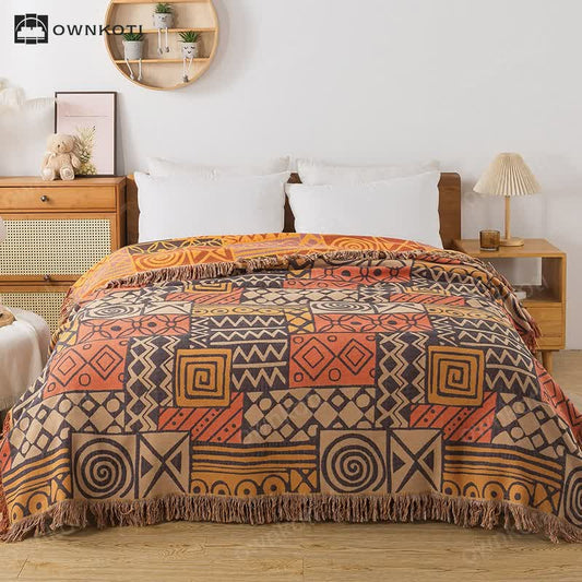 Bohemian Geometric Cotton Gauze Reversible Quilt