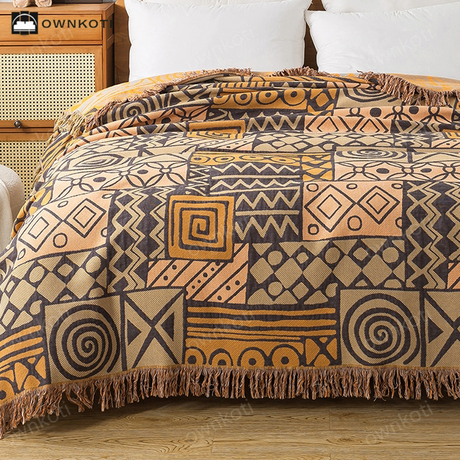 Bohemian Geometric Cotton Gauze Reversible Quilt