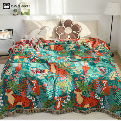 Forest Animals Cotton Gauze Reversible Quilt