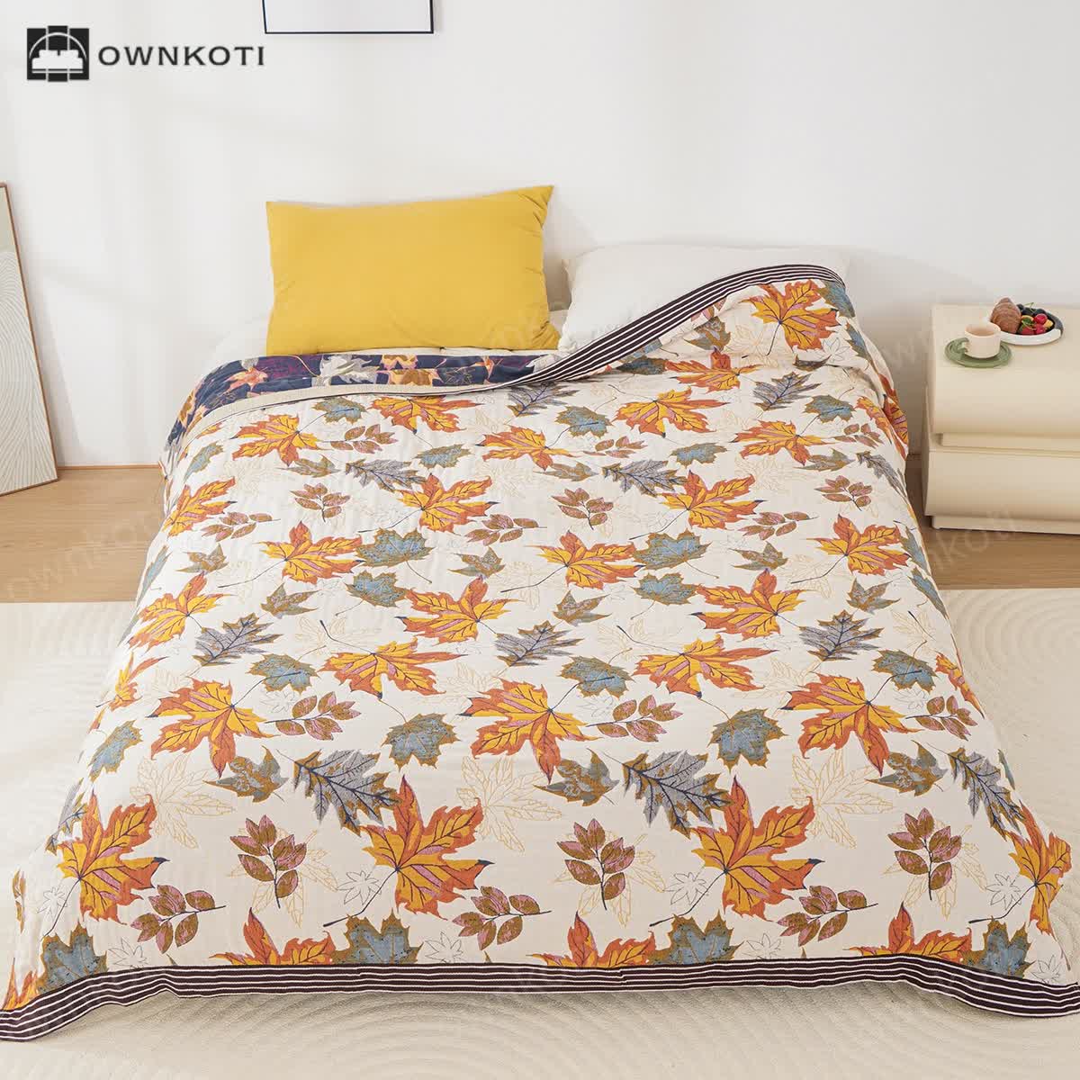 Cotton Gauze Maple Leaf Breathable Quilt