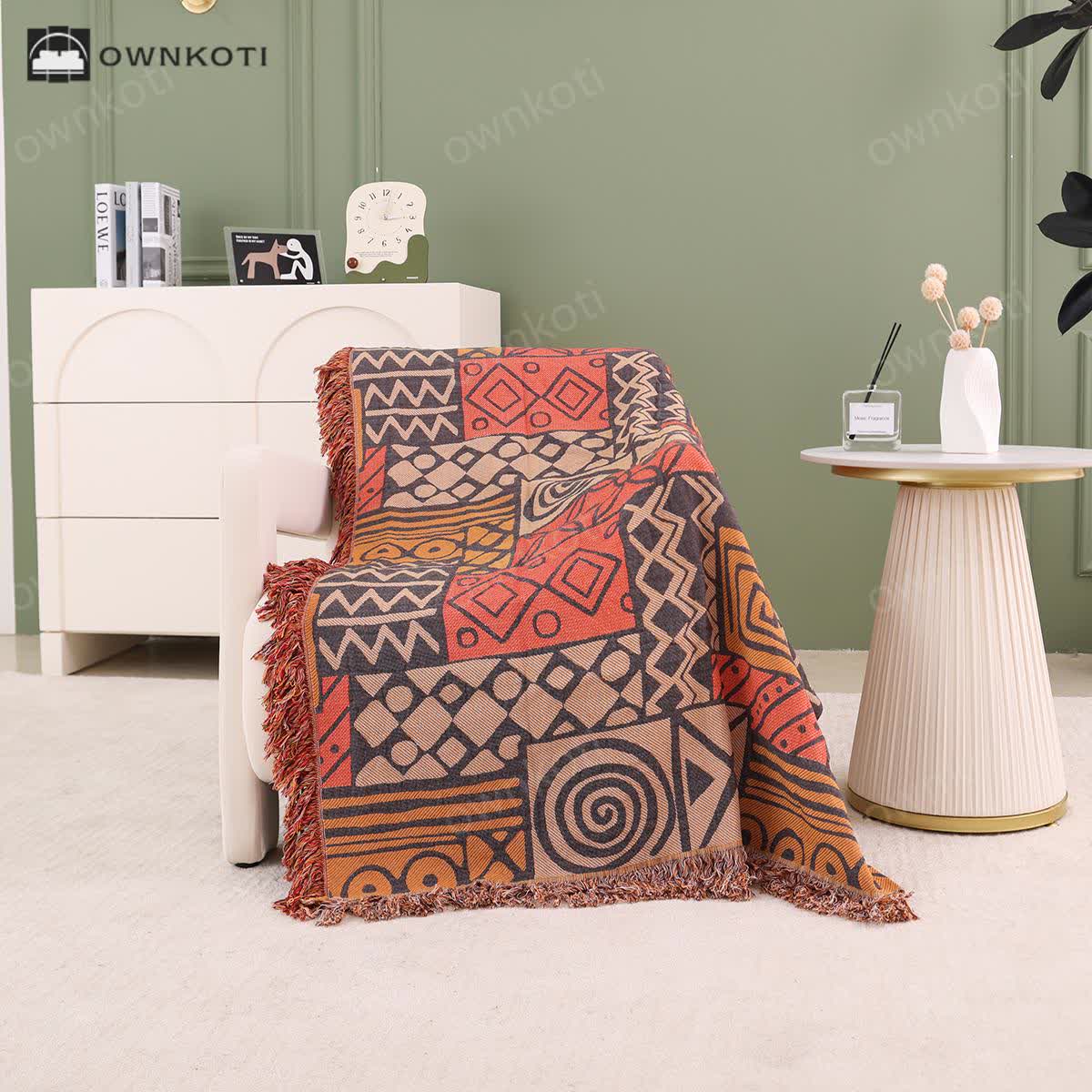 Bohemian Geometric Cotton Gauze Reversible Quilt