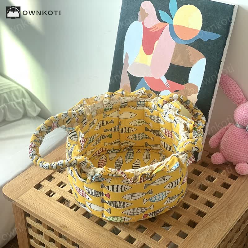 Cute Handmade Fabric Tabletop Storage Basket